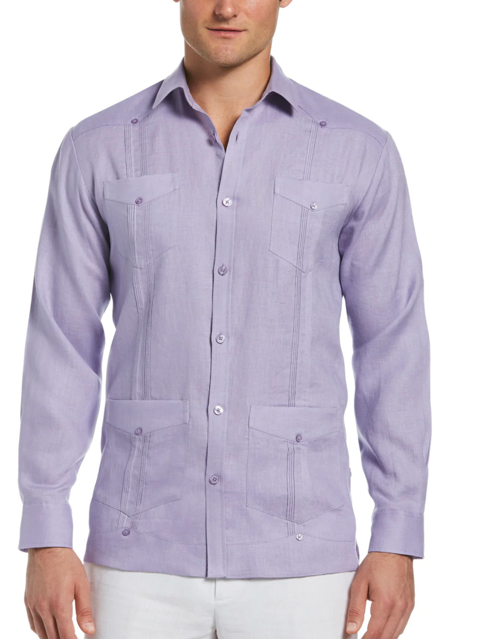 Cubavera Mens Lilac Guayabera Shirt 4 Front Pockets Long Sleeve Size 3XLT NWT
